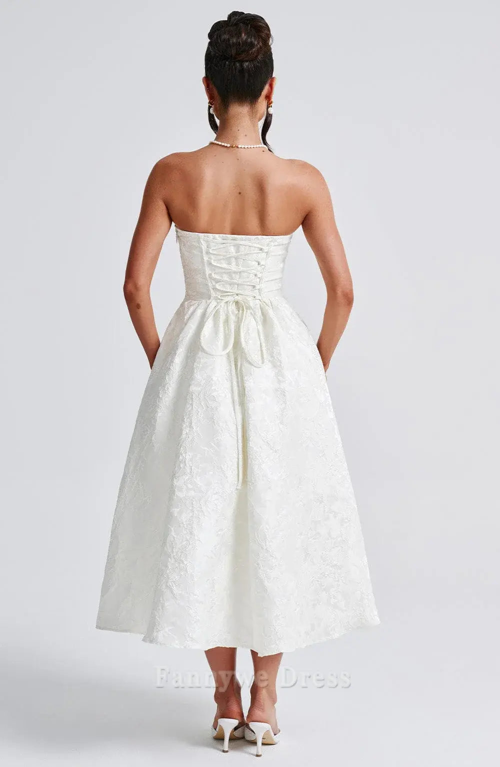 A-line Strapless Tea Length formal dresses Bridesmaid Dresses evening gown Prom Dress